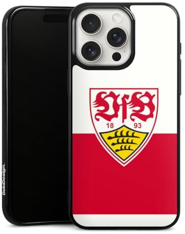 Silikon Hülle kompatibel mit Apple iPhone 15 Pro Max Case schwarz Handyhülle VfB Stuttgart Offizielles Lizenzprodukt Logo