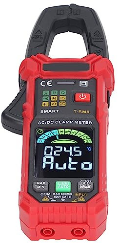 Pinza Amperimétrica Digital, Pinza Amperimétrica Inteligente de Alta Precisión para Probadores Múltiples con Linterna LED y Detección NCV, Logarítmica