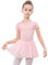 DGSHIRLDJO Kinder Ballettkleidung Mädchen Kurzarm Baumwolle Ballettkleid Balletttrikot Tanzkleid Tanzbody mit Chiffon Rock Tütü (DE/NL/SE/PL, Numerisch, 100, Regular, rosa)