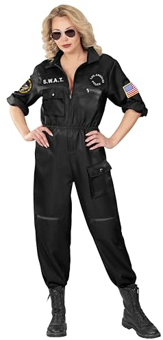 Widmann S.W.A.T. Kostüm für Damen | Swat Overall in schwarz | Verkleidung Gruppenkostüm Fasching Karneval