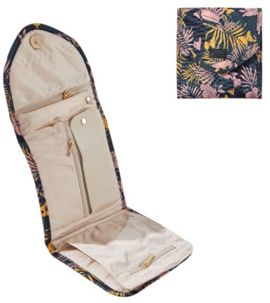 Periea ‘Cleo’ Travel Jewellery Organiser Roll Foldable Jewelry Case for Journey - Rings, Necklaces, Bracelets, Earrings (Toucan, Small)