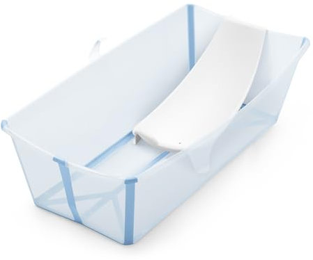 Stokke Flexi Bath XL (Ocean Blue) con Soporte para recién nacido - Ideal para edades 0-6 - Duradera y fácil de guardar