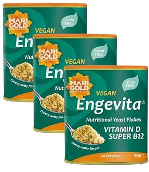 Marigold Engevita Nutritional Yeast Flakes with Vitamin D & B12, 100g (Pack of 3) – Cheesy flavour, High in Zinc, Vegan & Gluten Free
