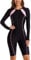 ECUPPER Womens One Piece Rash Guard Zip Up Swimsuit Long Sleeve Boyleg Athletic Surf Swimwear Short Wetsuit Built in Bra Black-4 Medium