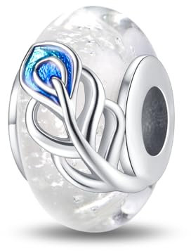 LNQOBU Colours Dije con de cristal de Murano,Plata de ley 925 Abalorios Pulseras Colgante corazón rosa Colgante perla redonda roja,Charms de Para Mujer