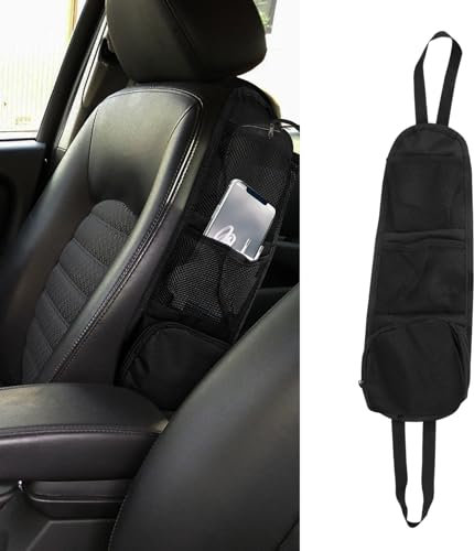 deemars 2PCS Autositz-Seiten-Organizer, Multifunktionale Fahrzeug-Netztasche, Autozubehör Auto Sitz Lagerung hängende Tasche, Telefone, Getränkehalter Universal für die meisten Auto (1PCS)