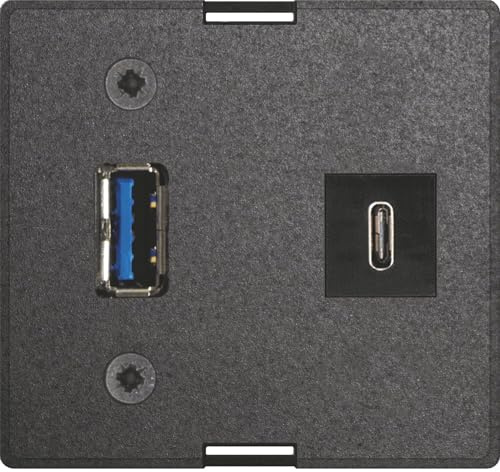 EVOline Module de rechange USB C & A + bloc d'alimentation compatible avec les prises encastrées, noir