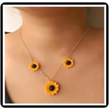 Faruodis Sunflower Pendant Necklace Boho Daisy Flower Necklace Chain You Are My Sunshine Jewelry for Women (Gold)