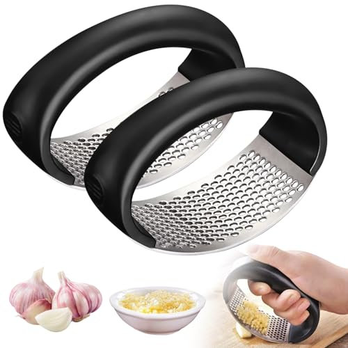 2 Pièces Presse-Ail à Bascule Presse Ail à Bascule Inox Presse à Ail Manuelle En Acier Inoxydable Decoupe Ecrase Ail Concasseur à Ail Garlic Press Rocker,Pour Hacher,Écraser Et Couper l'Ail