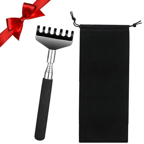 LiveLaif® Rascador Espalda +Bolsita Terciopelo | Negro, Extensible, Ergonómico, Ideal Regalos Originales | Back Scratcher Portátil | Masajeador de Espalda Rascador | Ideal personas movili. reducida