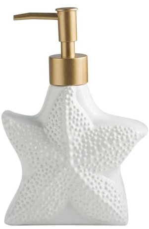 Dispensador jabon Ceramica, con Forma de Estrella de mar, dosificador jabon de Platos para Fregadero de Cocina, Botes baño rellenables para Lavabo de baño