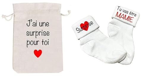 Chaussettes Bébé Annonce Grossesse Originale pour la famille tu vas être Papa, Grand parents, Papi, Mamie, Tonton, Tata, Frère, Soeur Chaussettes Bébé