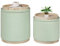 Bonlife Round Green Ottoman with Storage Set of 2,Makeup Vanity Stool Chair,Ottoman Coffee Table for Living Room,Bedroom,Dining Room,39x39x44cm