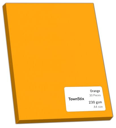30 Stück, 230gsm - A4 Tonkarton Orange, Tonpapier Karton Bastelkarton Fotokarton Pappe