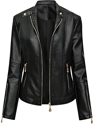 Generico Chiodo Giacca in Ecopelle Borchiata Giubbino Corto Giacchetta Casual Biker Motociclista Leggera Comoda Donna Giacca Di Pelle Rosa Donna Giacca Bomber Donna