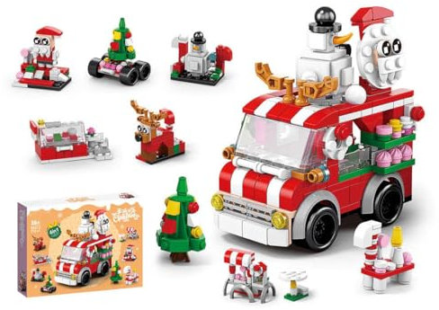 ToyGhillied Weihnachten Baustein Set, Weihnachts Bausteine Set Weihnachtsmann Zug Schneemann Weihnachtsbaum Bausteinspielzeug Weihnachten Bauklötze Dekoration für Xmas Geschenke (288 PCS)