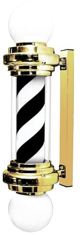 OJXIER Poste de barbero de 75 cm para salón de Belleza, peluquería y barbería: Dorado, Rojo, Azul y Blanco