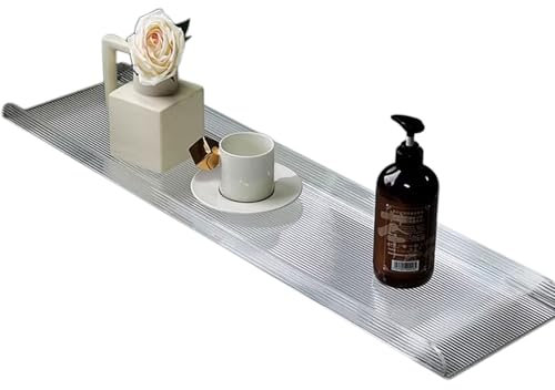 DECORN Klarer Acrylbadeweiche Caddy für Luxusbad, Luxus -Badezimmerorganisator mit Tablettenhalter, Badewannenregal Über Badewanne Plastikbadbrett Wanne Schelfdusche,80cm/31.5 L