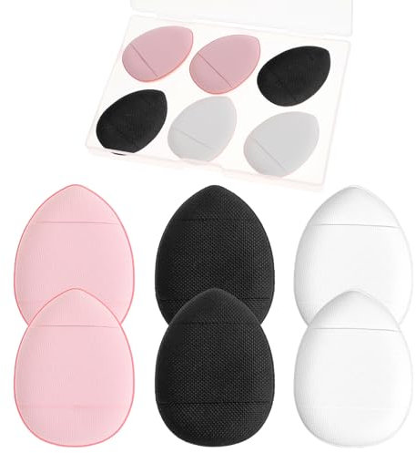6 Stück Mini Makeup Puderquaste, Weicher Veloursschwamm Finger Puderquaste, Gesicht Schwämmchen Powder Puff, Make-up Puderquaste für Foundation Concealer Grundierung Nass