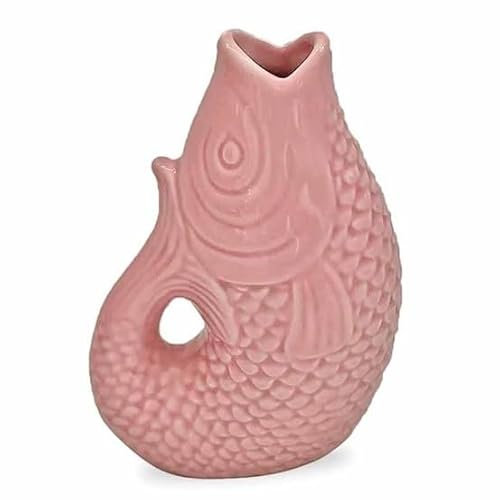 Vase für böhmische Fische, dekorativ, aus Steinzeug, Symbol für Fülle, Maße 12 cm (Rosa)