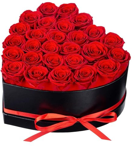 27 Stück Ewige Rosen in Herzbox Geschenke für Frauen, Infinity Rose Rot, Rosen Blume für Hochzeitsgeschenk Deko, Blumenstrauß Geburtstagsgeschenk für Frauen Freundin Ehefrau Freundinne