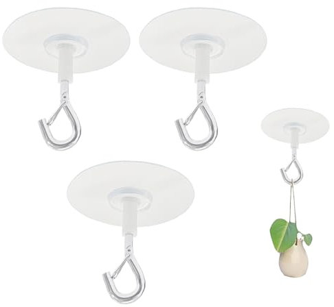 ELNX Lot de 3 crochets de plafond adhésifs très résistants pour suspendre des plantes, des mangeoires à oiseaux, des carillons éoliens, des lanternes, des jardinières, une décoration extérieure