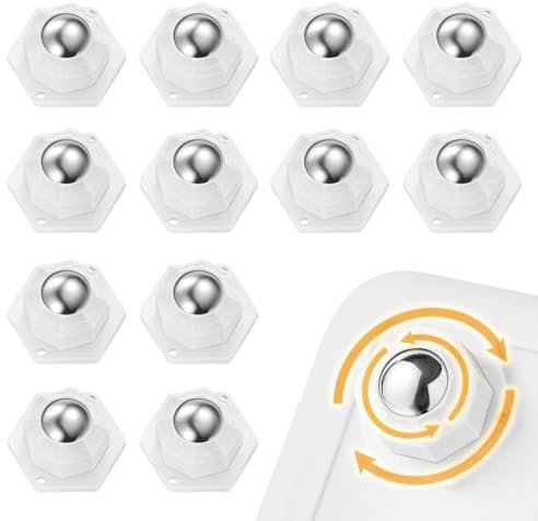 12 Stk Kugelrollen für Küchengeräte, Selbstklebende Rollen Kugelrollen für Möbel, 360° schwenkbare Schwerlast Möbelrollen Flach, Klebbare Rollen für Kaffeemaschine, Gleitrollen für Möbel Transport