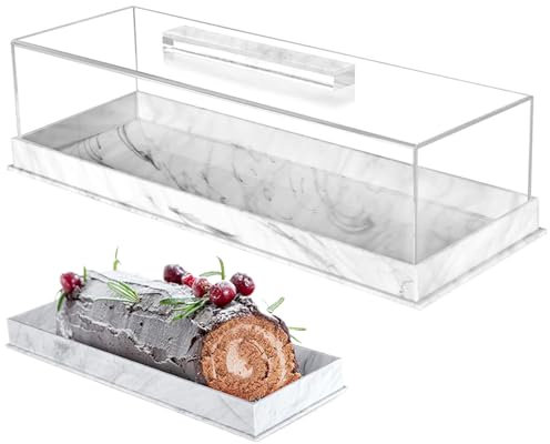 Vllold Serviertablett aus Acryl, transparent, rechteckig, zum Servieren, Desserthalter, Platte für Familienfeiern, Geburtstage, Hochzeiten