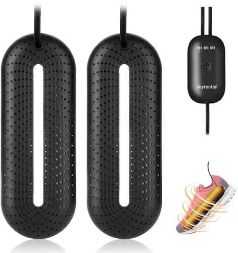 Joytential Electric Shoe Dryer, Boots Dryer with Controller, Heated Shoe Warmer 3/6/9 Hours Auto Off Timer Silent Drying for Shoes, Gloves, Socks, Black (Standard UK Plug)