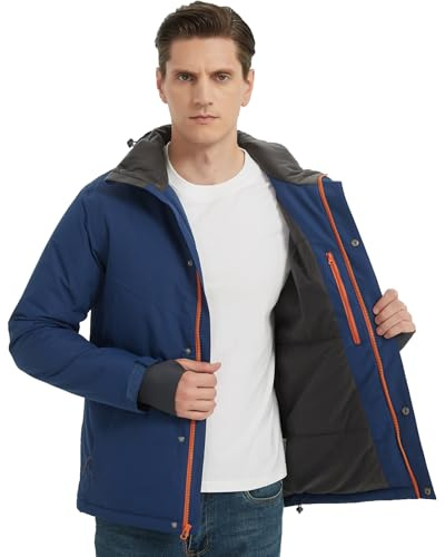 NORDIC OUTLAND Mens Winter Ski Jacket Waterproof Insulated Windproof Hooded Warm Raincoat Windbreaker (DE/NL/SE/PL, Alphanumerisch, M, Regular, Regular, marineblau)