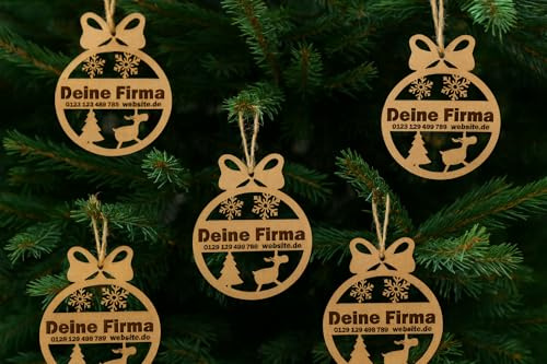 6 Handgemachte Holz Weihnachtsanhänger – Personalisierte Gravur – Natürliche Deko & Geschenkset – Nachhaltig & Stilvoll – Made in Germany