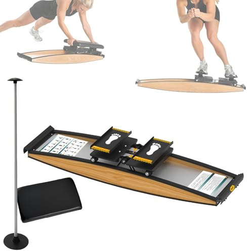Ski Simulator 3D Crosstrainer Kraft- und Gleichgewichtstraining Werkzeug Set 150kg Belastung für Taille Bauch Bein Training mit Skistöcke