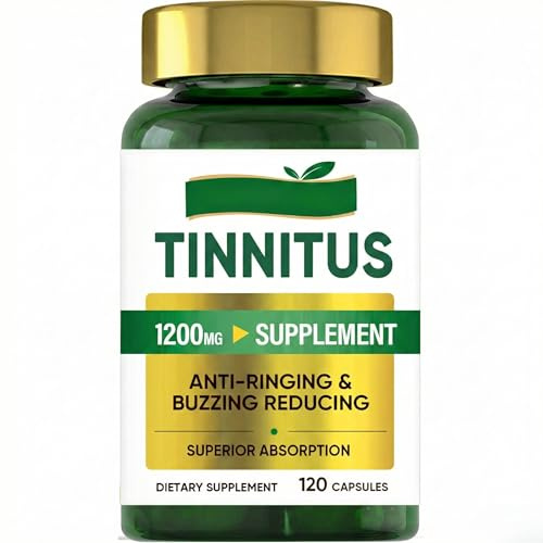 Tinnitus Relief for Ringing Ears Suplemento 1200mg - 120 Cápsulas | Apoya la Salud Auditiva y el Bienestar del Oído | Reduce los Síntomas del Tinnitus