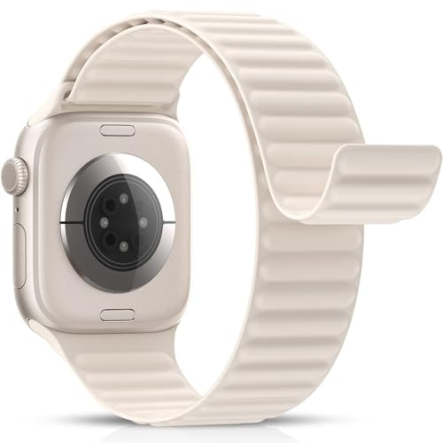 Higgs Magnetisch Silikon Armband für Apple Watch für Damen Herren Apfelband | 40mm 42mm 41mm 38mm 46mm 44mm 45mm 49mm für iWatch Band SE Ultra Series 12 11 10 9 8 7 6 5 4 3 2 1, Sport Magnet Loop