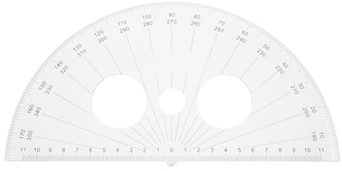 SECFOU Half Circle Protractor and Drafting Ruler Plastic Angle Measuring Tool for School Math Lessons Technical Drawing Supplies