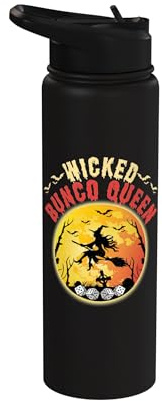 Wicked Bunco Queen Spooky Witch Halloween Gaming Stainless Steel Insulated Water Bottle