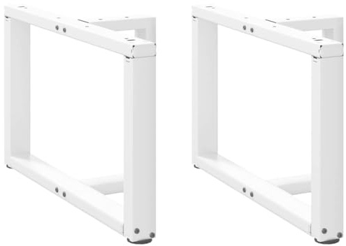 Mhdvray Pieds de Table Basse en T, Lot de 2 Pieds de Table en Métal Blanc, Structure de Bureau en Acier Thermolaqué avec Niveleurs Réglables, Dimensions 60 x 25 x 42-43 cm, Style Moderne