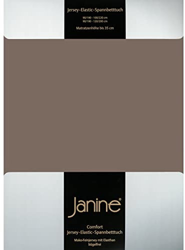 Janine Spannbettlaken Elastic - extra weiches und elastisches Spannbetttuch - für Matratzen 180x200cm bis 200x220cm Cappuccino