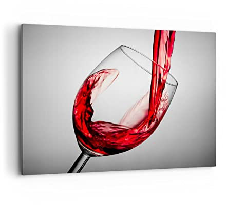 Quadri Moderni Soggiorno Bere bicchiere vino Quadro su Tela 120x80cm Stampe da Parete Camera da Letto Cucina 1 pezzo Wall Art Canvas Grandi XXL Decorazione Murale Grafica Immagini AA120x80-2258