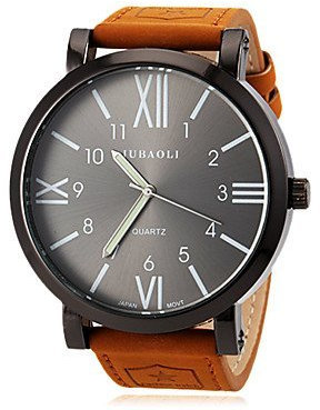 FENKOO Herrenuhr Militär römische Ziffer großen schwarzen Zifferblatt