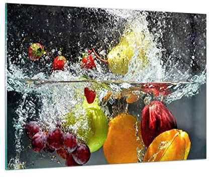 Bilder auf Glas 100x70cm Glasbild Früchte Wasser Spritzer Essen Groß Wanddeko Bild im Glas Schlafzimmer Küche Deko Wandbilder Dekoration Wohnzimmer Modern Wall Decor Wand Kunstdruck Art GAA100x70-2972