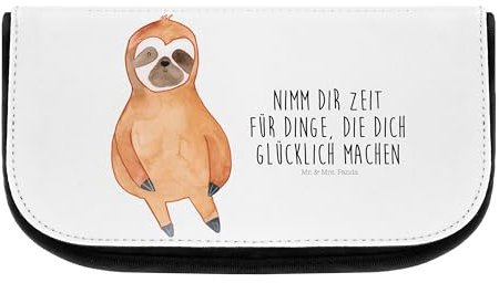 Mr. & Mrs. Panda Kosmetiktasche Faultier Zufrieden - Geschenk, Glück, Faultier Geschenk, Make Up Tasche, glücklich, Happy, Faultier Deko, relaxen,