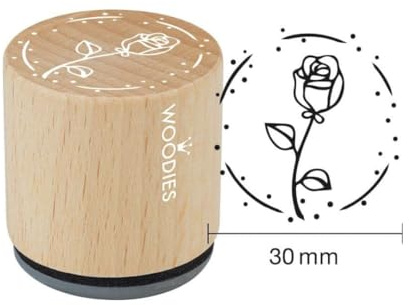 Woodies COLOP Holz-Stempel - Rose - Abdruckgröße 30 mm