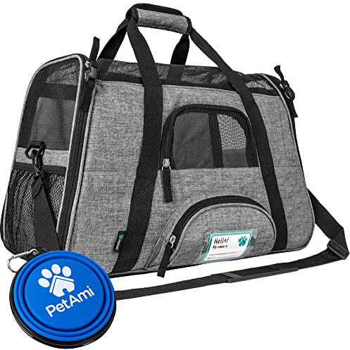 PetAmi Airline Approved Pet Carrier for Cat, Soft Sided Dog Carrier for Small Dog, Cat Travel Supplies Accessories Indoor Cat, Ventilated Pet Carrying Bag Medium Large Kitten Puppy, Large Heather Gray