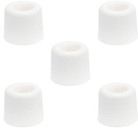 Sossai® 5 x Türstopper NTS | Modell: Anke | Höhe: 24mm | Ø: 30mm | Farbe: weiß | Zum Schrauben (Inkl. Befestigungsmaterial) | Bodenmontage