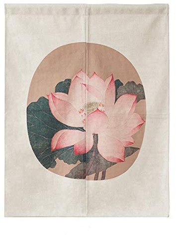 LIGICKY Japanischer Stil dick Leinen Noren Lang Vorhang Türvorhang Raumteiler Tapisseri für die Heimtextilien 85x120cm (Chinesisch Jahrgang Lotus Blume)