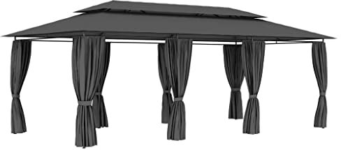 vidaXL Pavillon mit Vorhängen Wasserabweisend Festzelt Partyzelt Gartenzelt Gartenpavillon Bierzelt Zelt Garten 600x298x270cm Anthrazit