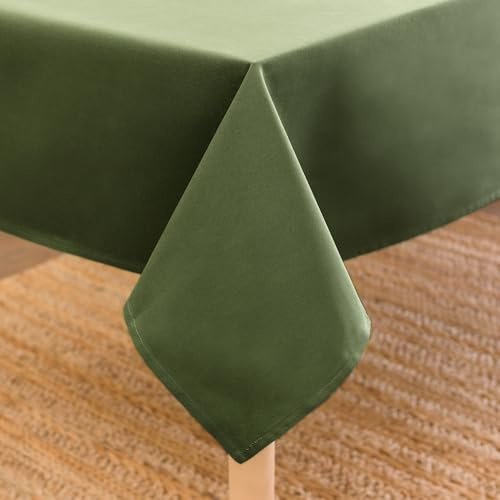 Encasa XO Tischdecke, Einfarbig, Baumwoll Canvas 140x230 cm | Blattgrün, Rechteckig | 6 to 8 seater | 140x230 cm | Maschinenwaschbar | Strapazierfähig | Tischschutz