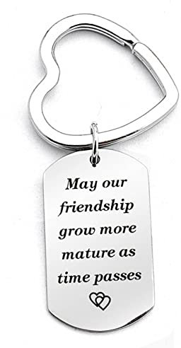 Banemi Lesbian Schlüsselanhänger, Münztasche Schlüsselanhänger Herzring und Graviert Möge Unsere Freundschaft.Die Zeit Vergehen Thanksgiving Schlüsselanhänger