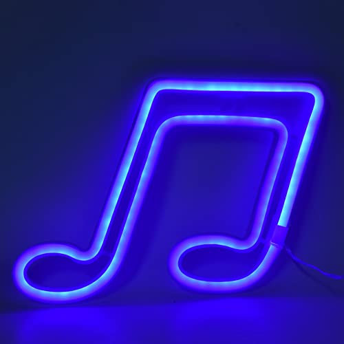 Les-Theresa Neon Light Sign Lamp, Musical Note Sign Led Music Note Neon Night Light Concert Wall Lamp Party Music Studio Sign Room Decor for Bar Room Wall Decor (Blue)